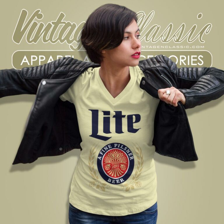 Miller Lite A Fine Pilsner Beer V Neck TShirt Miller Lite A Fine Pilsner Beer V Neck TShirt