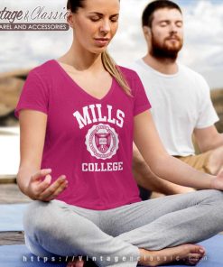 Mills College University Style Shirt 5 Mills College University Style V Neck TShirt