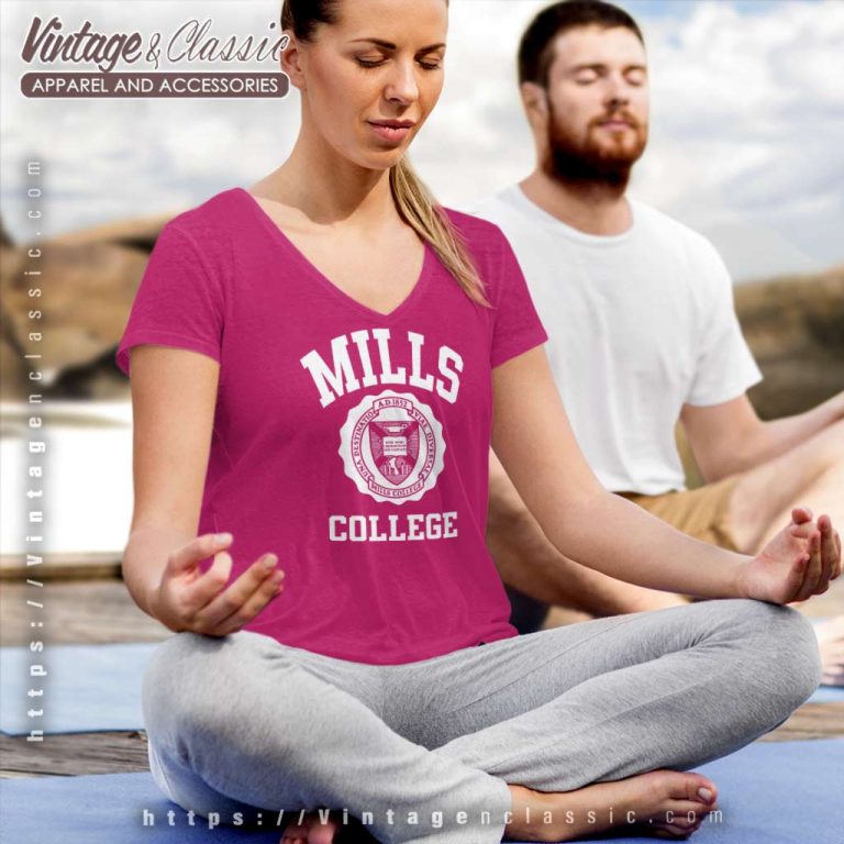 Mills College University Style V Neck TShirt Mills College University Style V Neck TShirt