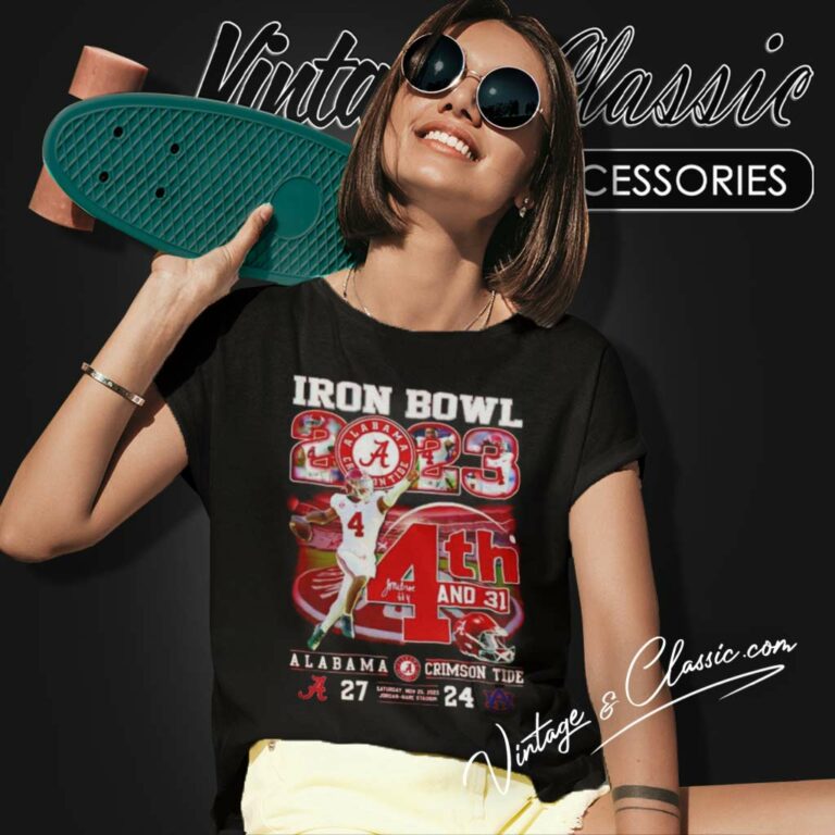 Milroe 4th And 31 Iron Bowl 2023 Alabama Crimson Tide Women TShirt Milroe 4th And 31 Iron Bowl 2023 Alabama Crimson Tide Women TShirt
