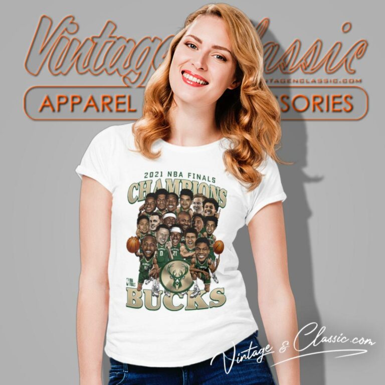 Milwaukee Bucks 2021 Nba Finals Champions Caricature Women T Shirt Milwaukee Bucks 2021 Nba Finals Champions Caricature Women T Shirt