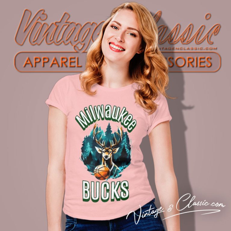 Milwaukee Bucks 90s Basketball Graphic Women T Shirt Milwaukee Bucks 90s Basketball Graphic Women T Shirt