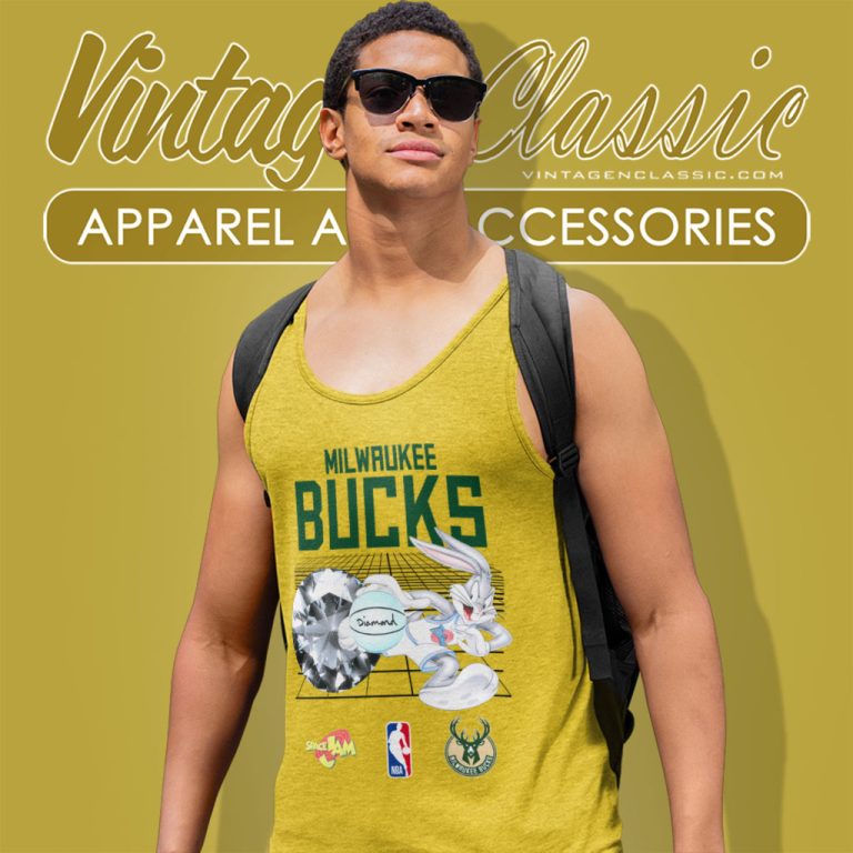 Milwaukee Bucks Diamond Supply Co Space Jam Collab Tank Top Racerback Milwaukee Bucks Diamond Supply Co Space Jam Collab Tank Top Racerback