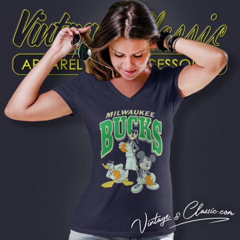 Milwaukee Bucks Disney Mickey Squad V Neck TShirt Milwaukee Bucks Disney Mickey Squad V Neck TShirt