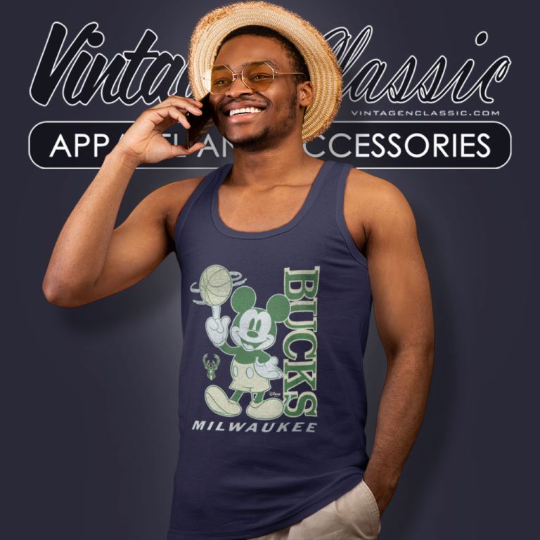 Milwaukee Bucks Disney Vintage Mickey Baller Tank Top Racerback Milwaukee Bucks Disney Vintage Mickey Baller Tank Top Racerback