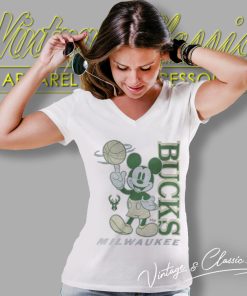 Milwaukee Bucks Disney Vintage Mickey Baller V Neck TShirt