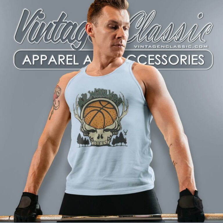 Milwaukee Bucks Grateful Dead Skull Tank Top Racerback Milwaukee Bucks Grateful Dead Skull Tank Top Racerback