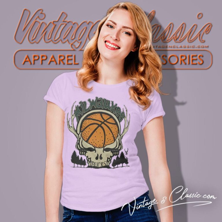 Milwaukee Bucks Grateful Dead Skull Women T Shirt Milwaukee Bucks Grateful Dead Skull Women T Shirt