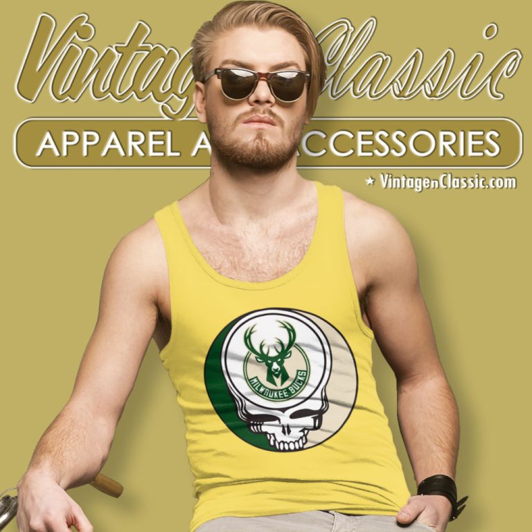 Milwaukee Bucks Grateful Dead Steal Your Face Tank Top Racerback Milwaukee Bucks Grateful Dead Steal Your Face Tank Top Racerback