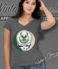 Milwaukee Bucks Grateful Dead Steal Your Face V Neck TShirt