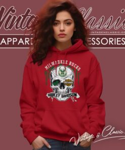 Milwaukee Bucks Harley Davidson Skull Hoodie