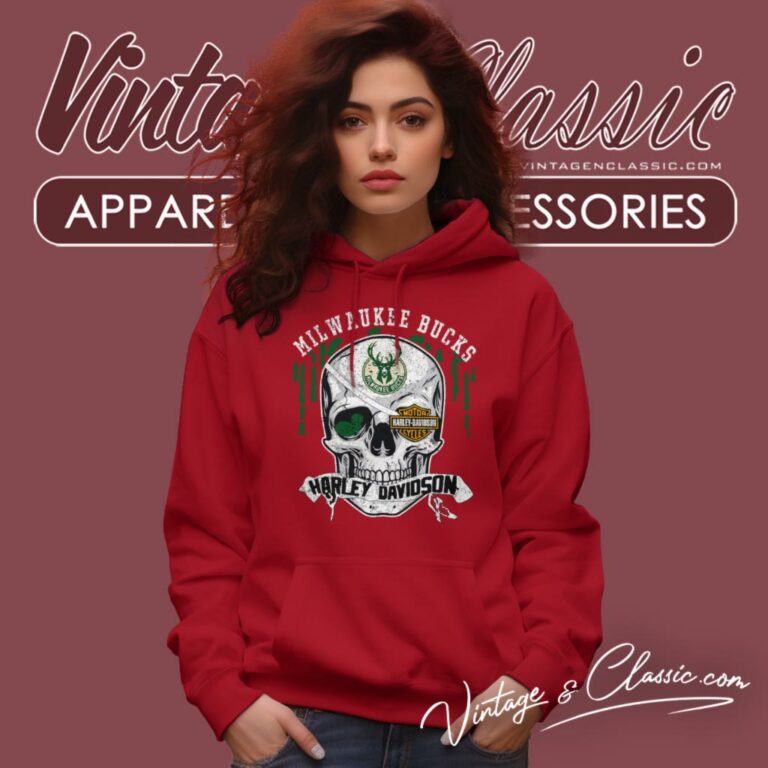 Milwaukee Bucks Harley Davidson Skull Hoodie Milwaukee Bucks Harley Davidson Skull Hoodie
