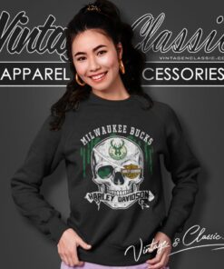 Milwaukee Bucks Harley Davidson Skull Sweatshirt