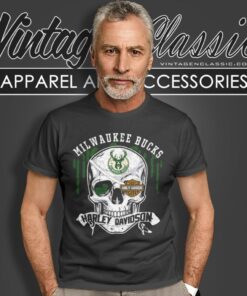 Milwaukee Bucks Harley Davidson Skull T Shirt