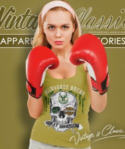 Milwaukee Bucks Harley Davidson Skull Tank Top Racerback