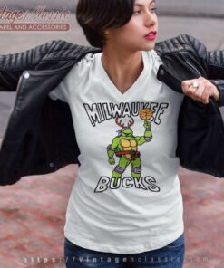 Milwaukee Bucks Homage Nba Teenage Mutant Ninja Turtles V Neck TShirt