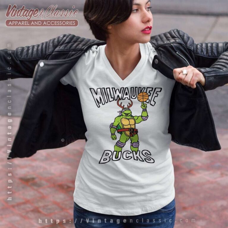 Milwaukee Bucks Homage Nba Teenage Mutant Ninja Turtles V Neck TShirt Milwaukee Bucks Homage Nba Teenage Mutant Ninja Turtles V Neck TShirt