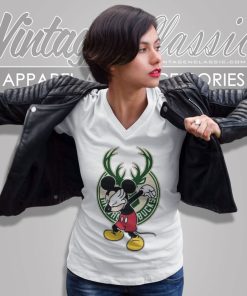 Milwaukee Bucks Nba Basketball Dabbing Mickey Disney Sports V Neck TShirt