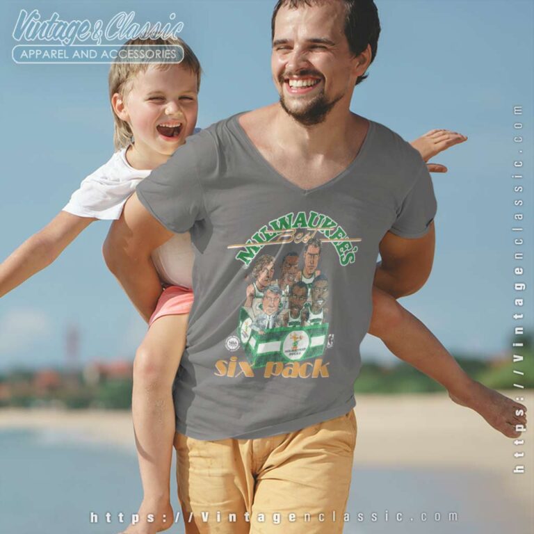Milwaukee Bucks Six Pack Caricature V Neck TShirt Milwaukee Bucks Six Pack Caricature V Neck TShirt