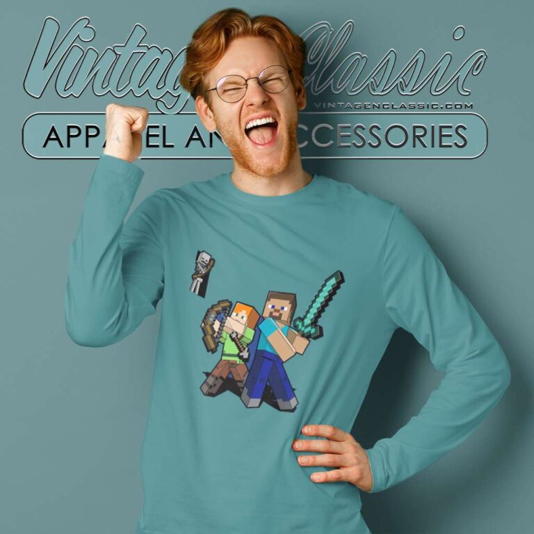 Minecraft Survival Mode Adult Long Sleeve Tee Minecraft Survival Mode Adult Long Sleeve Tee