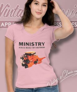 Ministry Shirt Jesus Built My Hotrod V Neck TShirt