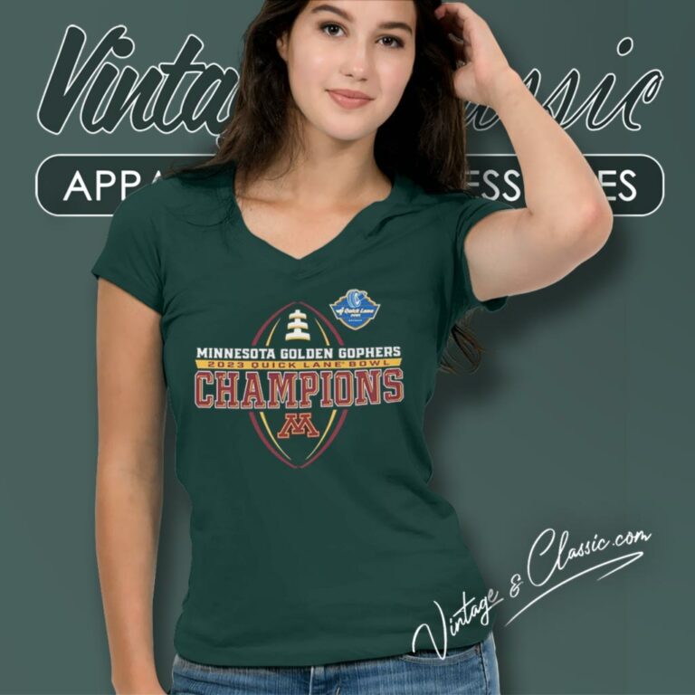Minnesota Golden Gophers 2023 Quick Lane Bowl Champions Logo V Neck TShirt Minnesota Golden Gophers 2023 Quick Lane Bowl Champions Logo V Neck TShirt
