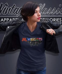 Minnesota Golden Gophers Minnesota Vikings Twins Timberwolves Wild Skyline V Neck TShirt