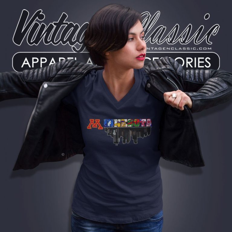 Minnesota Golden Gophers Minnesota Vikings Twins Timberwolves Wild Skyline V Neck TShirt Minnesota Golden Gophers Minnesota Vikings Twins Timberwolves Wild Skyline V Neck TShirt