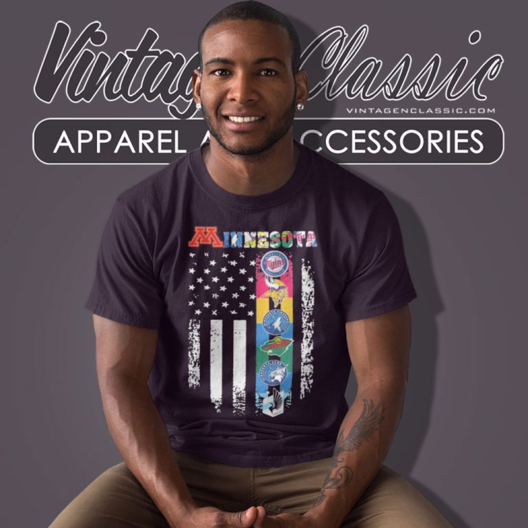 Minnesota Sport Team Logo 2023 American Flag T Shirt Minnesota Sport Team Logo 2023 American Flag T Shirt