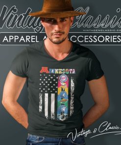 Minnesota Sport Team Logo 2023 American Flag Shirt 5 Minnesota Sport Team Logo 2023 American Flag V Neck TShirt