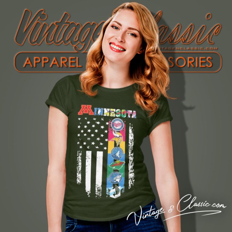 Minnesota Sport Team Logo 2023 American Flag Women T Shirt Minnesota Sport Team Logo 2023 American Flag Women T Shirt
