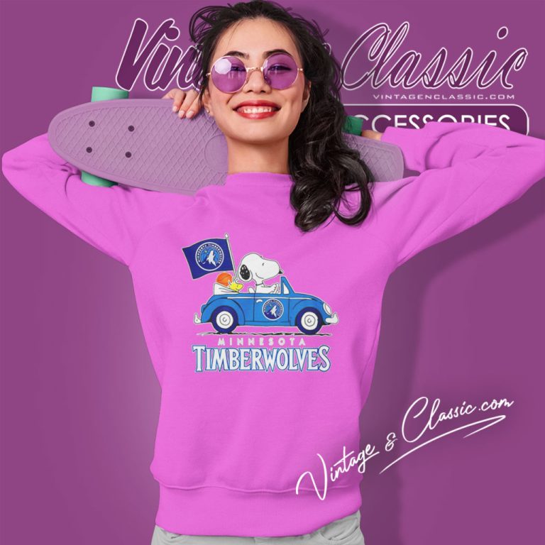 Minnesota Timberwolves Basketball Snoopy Dog Driving Car Sweatshirt Minnesota Timberwolves Basketball Snoopy Dog Driving Car Sweatshirt