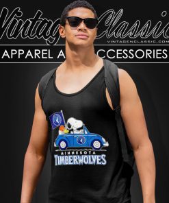 Minnesota Timberwolves Basketball Snoopy Dog Driving Car Tank Top Racerback