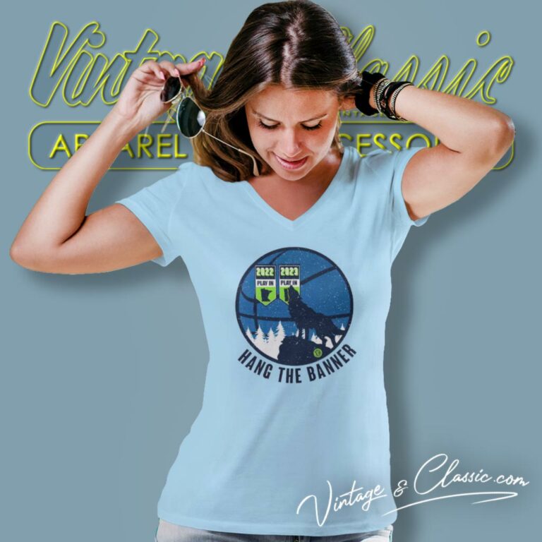 Minnesota Timberwolves Hang The Banner V Neck TShirt Minnesota Timberwolves Hang The Banner V Neck TShirt