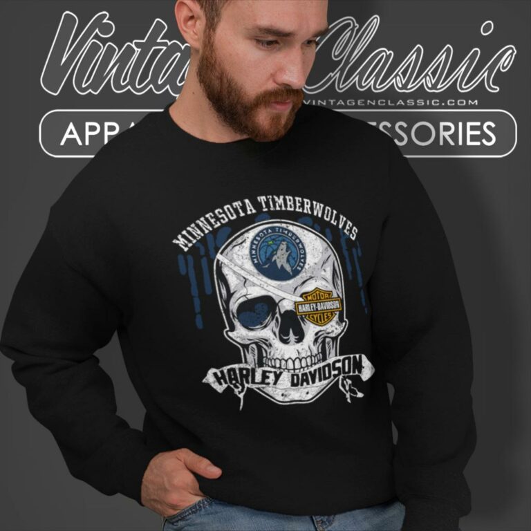 Minnesota Timberwolves Harley Davidson Skull Sweatshirt Minnesota Timberwolves Harley Davidson Skull Sweatshirt