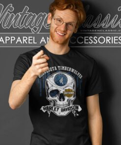 Minnesota Timberwolves Harley Davidson Skull T Shirt