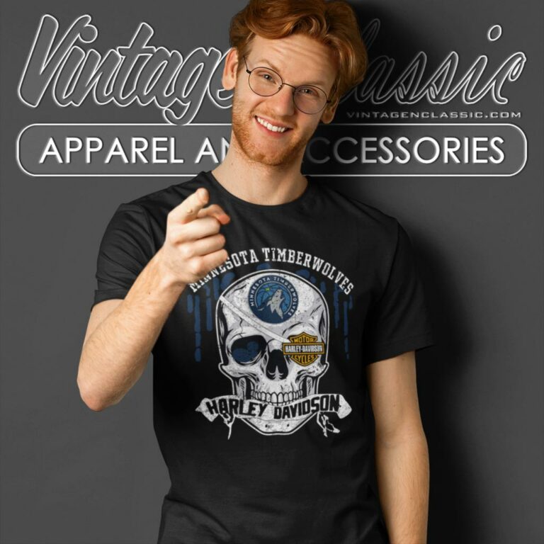 Minnesota Timberwolves Harley Davidson Skull T Shirt Minnesota Timberwolves Harley Davidson Skull T Shirt
