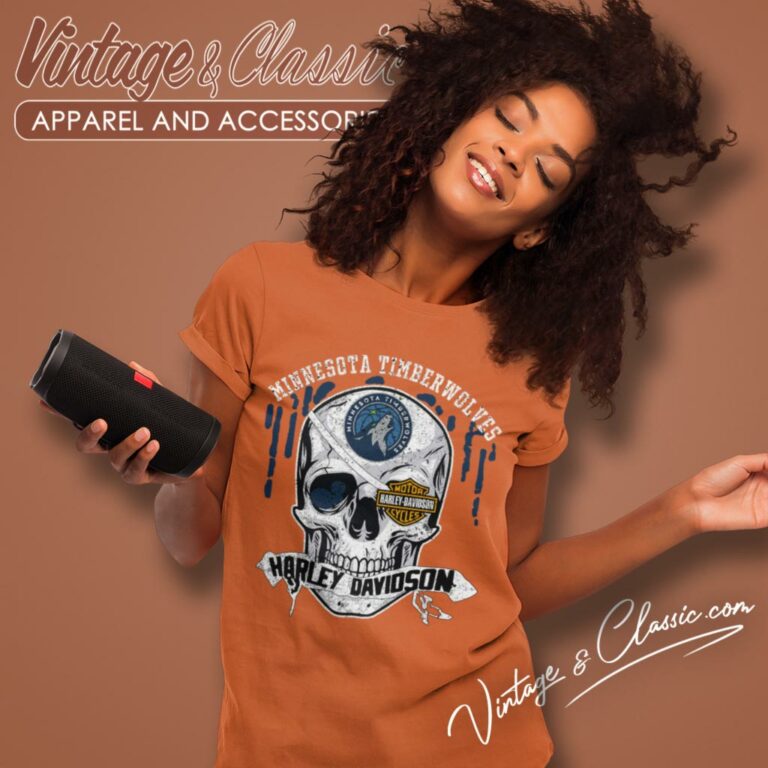 Minnesota Timberwolves Harley Davidson Skull Women T Shirt Minnesota Timberwolves Harley Davidson Skull Women T Shirt