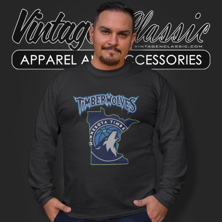 Minnesota Timberwolves Map Long Sleeve Tee Minnesota Timberwolves Map Long Sleeve Tee