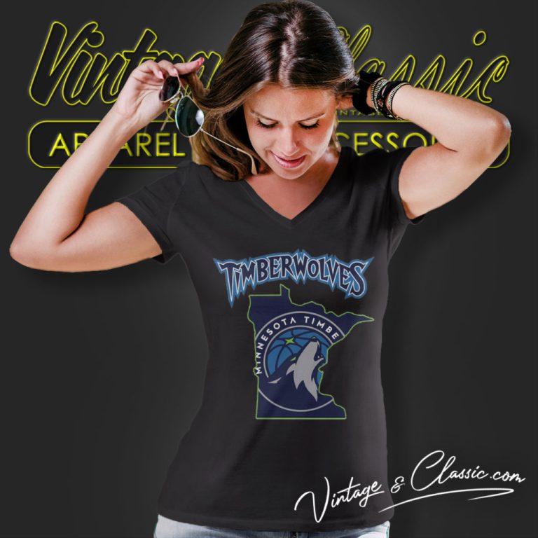 Minnesota Timberwolves Map V Neck TShirt Minnesota Timberwolves Map V Neck TShirt