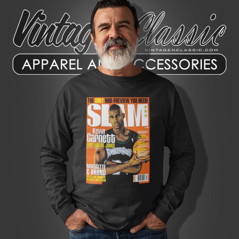 Minnesota Timberwolves Nba Shirt Kevin Garnett Slam Cover Long Sleeve Tee Minnesota Timberwolves Nba Shirt Kevin Garnett Slam Cover Long Sleeve Tee