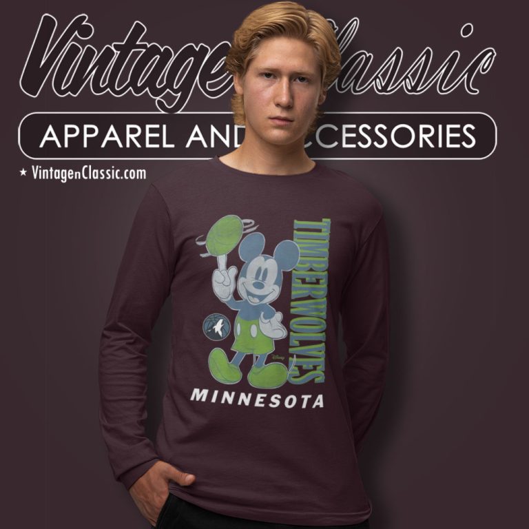 Minnesota Timberwolves Shirt Junk Food Disney Vintage Mickey Baller Long Sleeve Tee Minnesota Timberwolves Shirt Junk Food Disney Vintage Mickey Baller Long Sleeve Tee