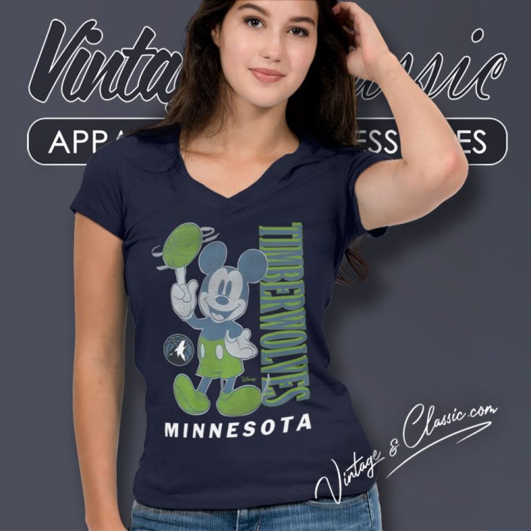 Minnesota Timberwolves Shirt Junk Food Disney Vintage Mickey Baller V Neck TShirt Minnesota Timberwolves Shirt Junk Food Disney Vintage Mickey Baller V Neck TShirt