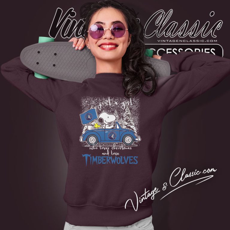 Minnesota Timberwolves Shirt Snoopy And Woodstock Peanuts Just A Girl Who Lover Christmas Sweatshirt Minnesota Timberwolves Shirt Snoopy And Woodstock Peanuts Just A Girl Who Lover Christmas Sweatshirt