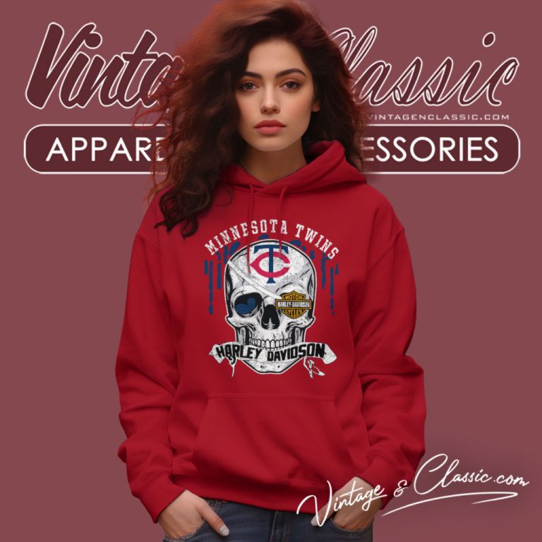 Minnesota Twins Harley Davidson Skull Hoodie Minnesota Twins Harley Davidson Skull Hoodie