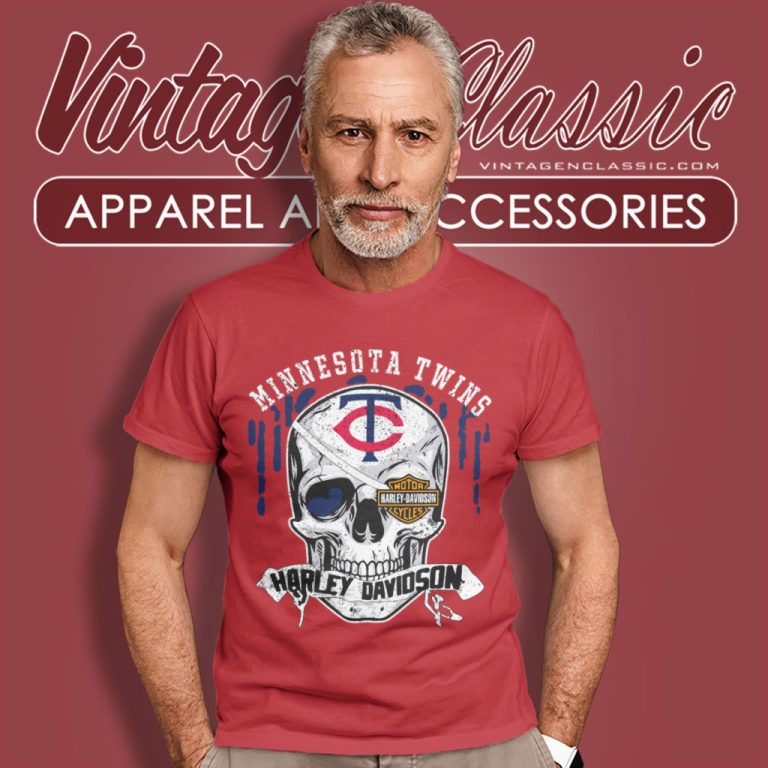 Minnesota Twins Harley Davidson Skull T Shirt Minnesota Twins Harley Davidson Skull T Shirt