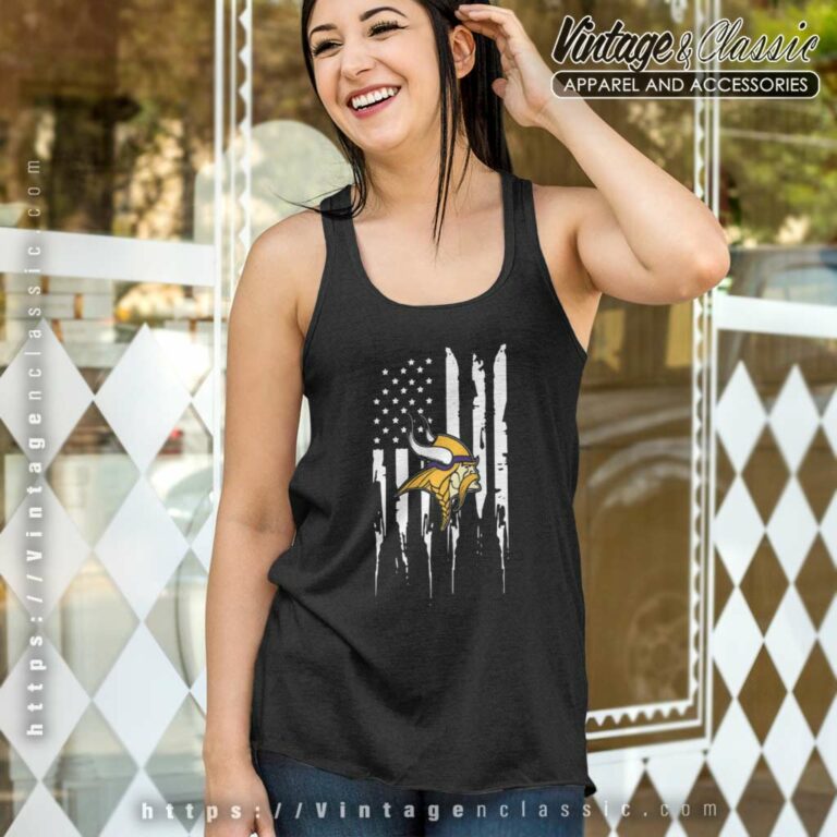 Minnesota Vikings America Flag Tank Top Racerback Minnesota Vikings America Flag Tank Top Racerback