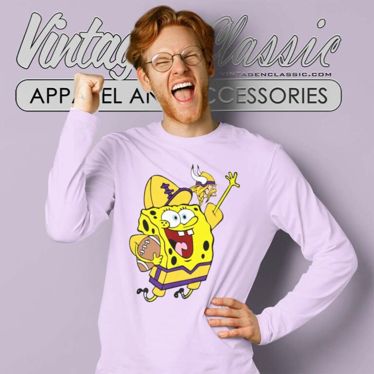 Minnesota Vikings Football Spongebob Long Sleeve Tee Minnesota Vikings Football Spongebob Long Sleeve Tee