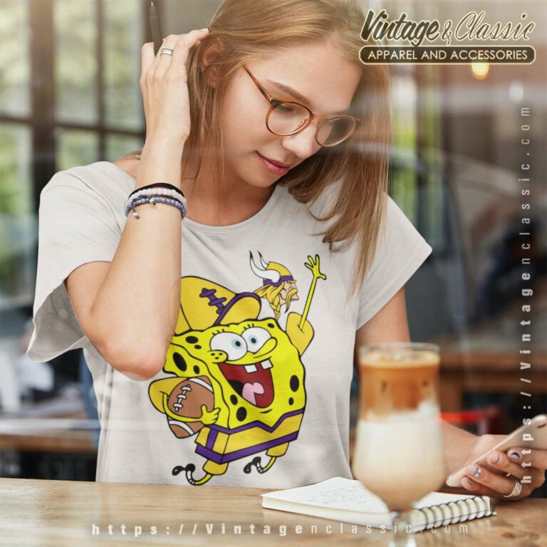Minnesota Vikings Football Spongebob Women TShirt Minnesota Vikings Football Spongebob Women TShirt