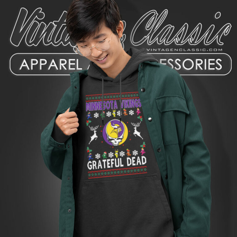 Minnesota Vikings Grateful Dead Ugly Christmas Hoodie Minnesota Vikings Grateful Dead Ugly Christmas Hoodie